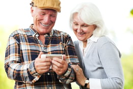 Seniors enjoying time on their smartphone