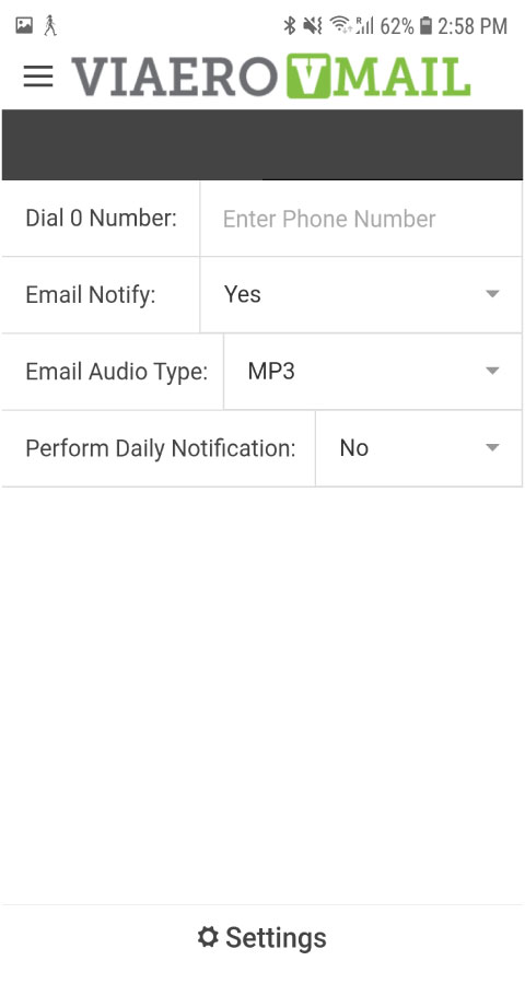 visual voicemail settings